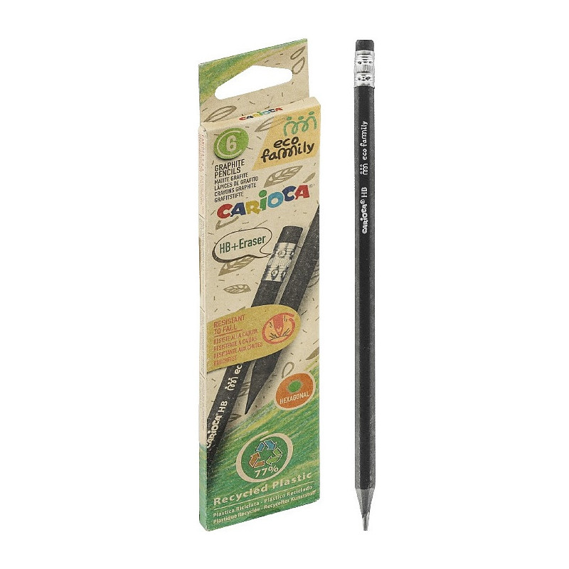 Ołówki Carioca EcoFamily HB z gumką (6)