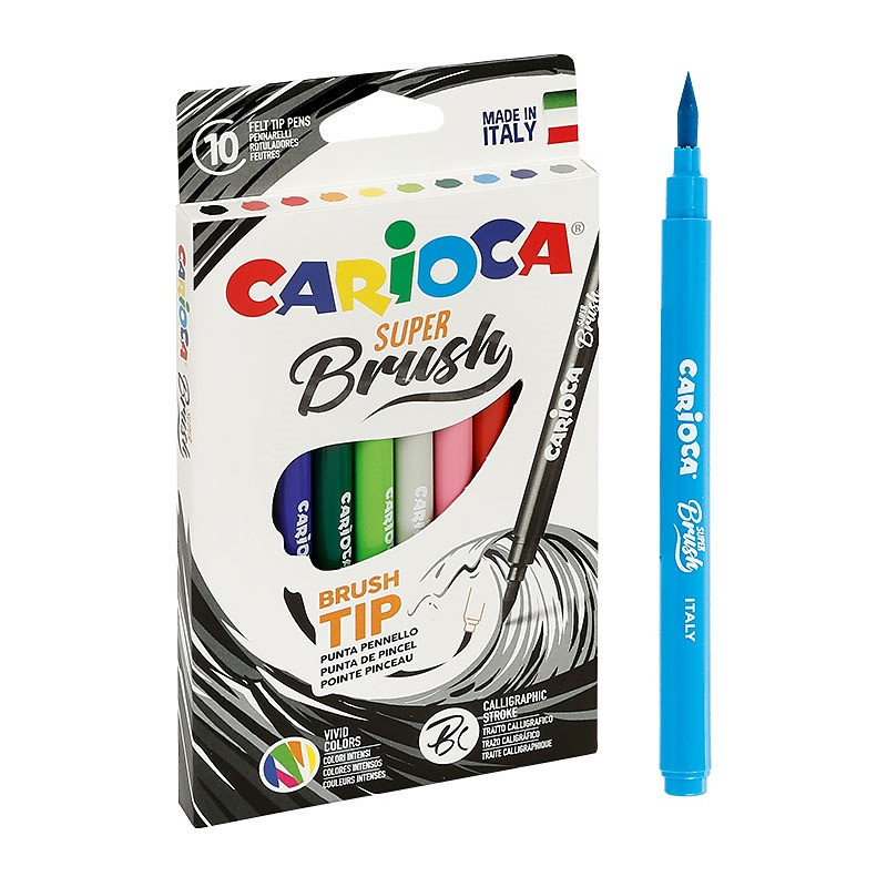 Flamastry Carioca Brush Tip 10 kolorów
