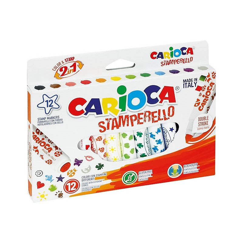 Flamastry stemple Carioca Stamperello 12 kolorów