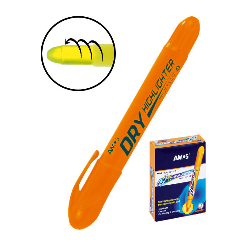 Zakreślacz w sztyfcie Amos Dry pomarańczowy