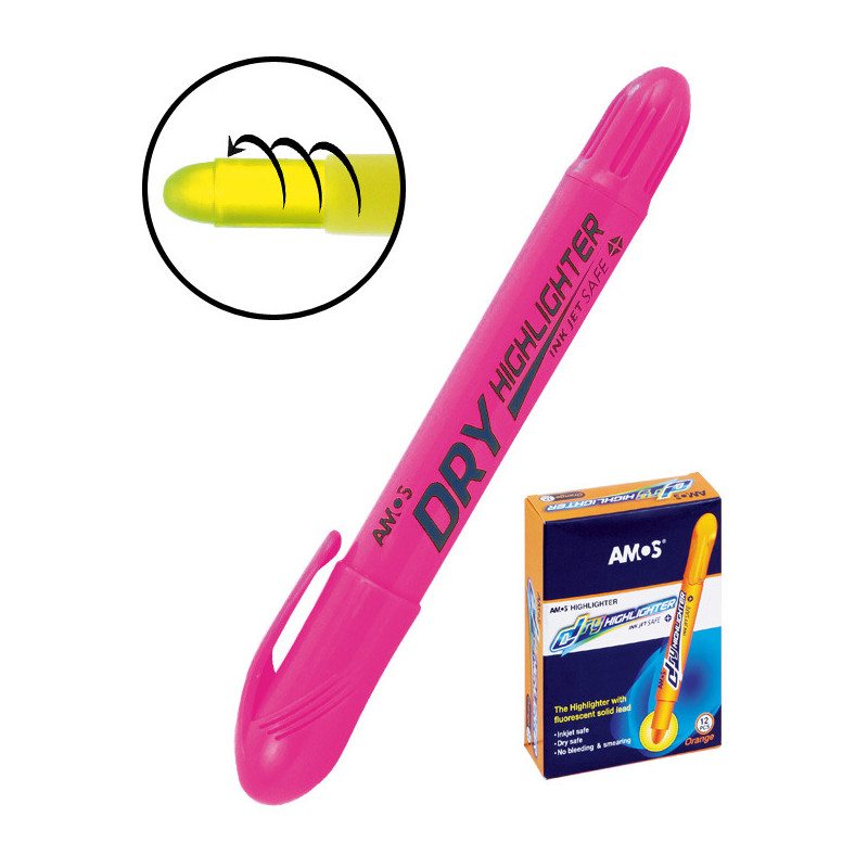 Zakreślacz w sztyfcie Amos Dry różowy