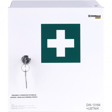 Apteczka naścienna Donau Safety 20" DIN 13164 (+ ustnik) metalowa