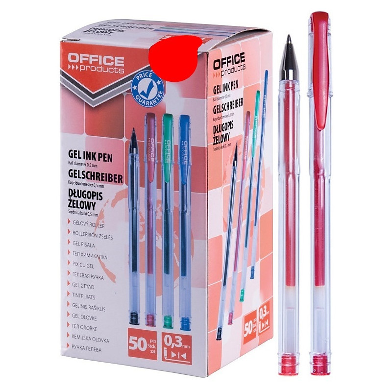 Długopisy żelowe Office Products Classic 0.5mm czerwony