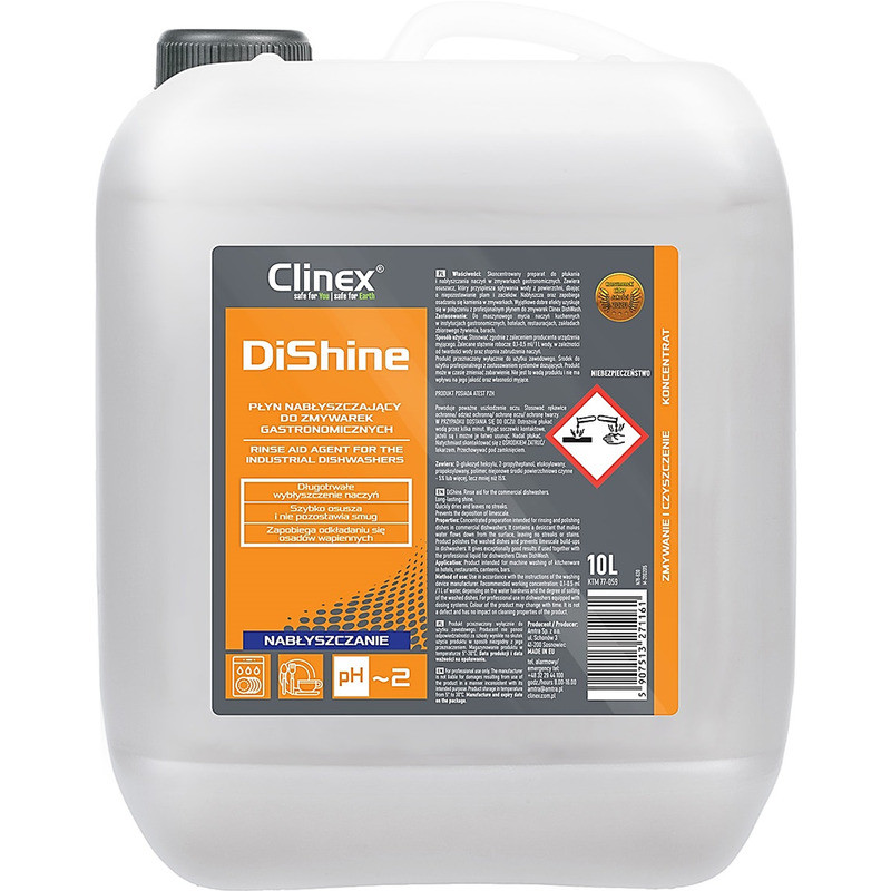 Płyn nabłyszczający do zmywarek gastronomicznych CLINEX Dishine, 10l