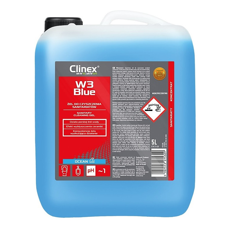 Żel CLINEX W3 Blue, do czyszczenia sanitariatów, 5l