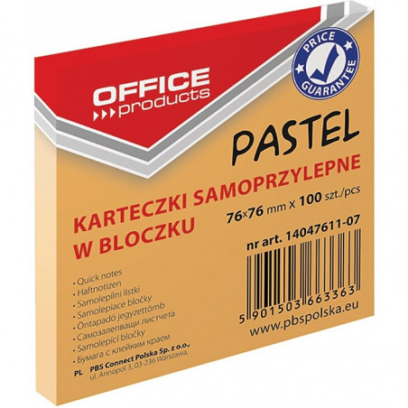 Karteczki Donau 76x76mm pastel pomarańczowe (100)