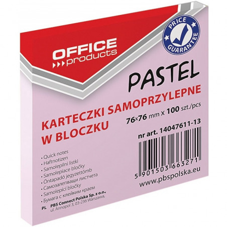 Karteczki Donau 76x76mm pastel różowe (100)