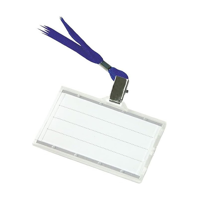 Identyfikator Donau 56x90mm PCV z taśmą niebieską