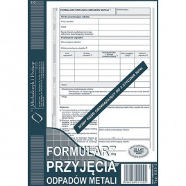 FORMULARZ PRZYJĘCIA ODPADÓW METALI A5 (O+1K)