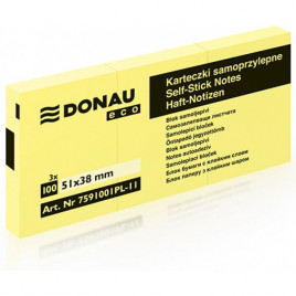 Karteczki Donau Eco 38x51mm żółte (3x100)