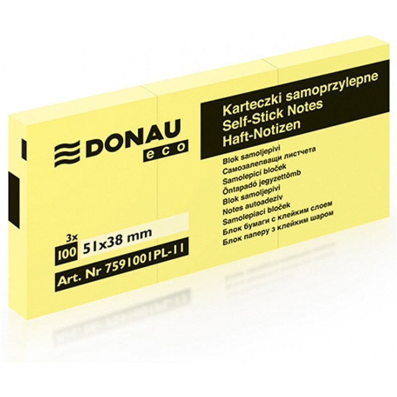 Karteczki Donau Eco 38x51mm żółte (3x100)