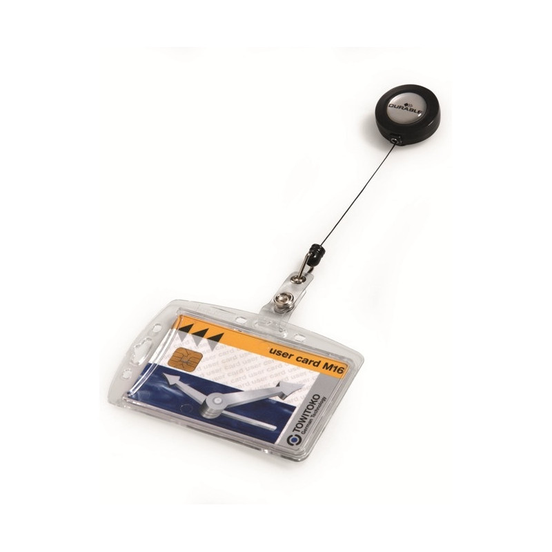 HOLDER DO KARTY DURABLE 54x85mm Z MECHANIZMEM ŚCIĄGAJĄCYM