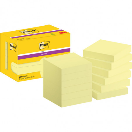 Karteczki Post-it Super Sticky 47.6x47.6mm (622-12SSCY-EU) żółte (12x9