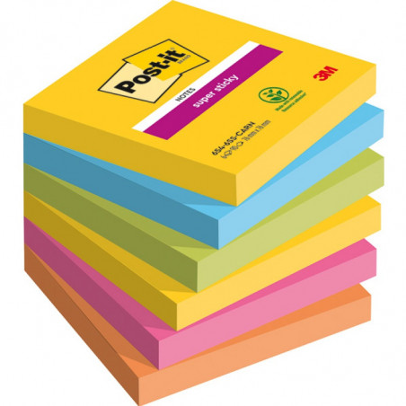 Karteczki Post-it Super Sticky 76x76mm (654-SS-CARN) 5 kolorów (6x90)