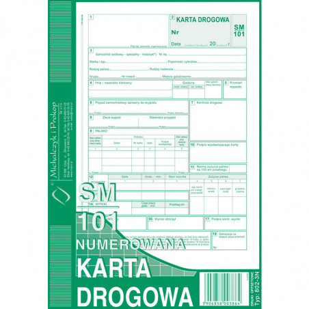 KARTA DROGOWA - SAMOCHÓD OSOBOWY A5 NUMEROWANA