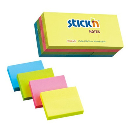 KARTECZKI STICK'N 38x51mm 4 KOLORY NEON (12x100)