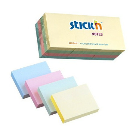 KARTECZKI STICK'N 38*51mm 4 KOLORY PASTEL (12*100)