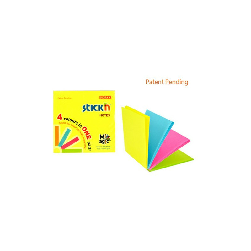 KARTECZKI STICK'N 76*76mm 4 KOLORY NEON (100)