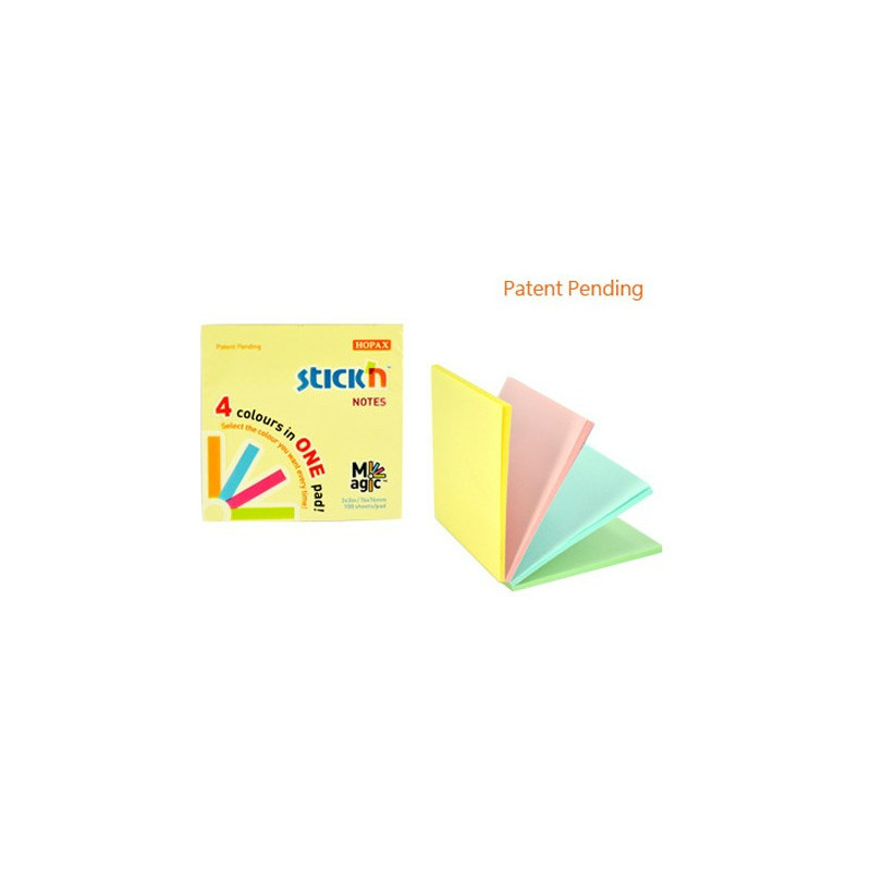 KARTECZKI STICK'N 76*76mm 4 KOLORY PASTEL (100)