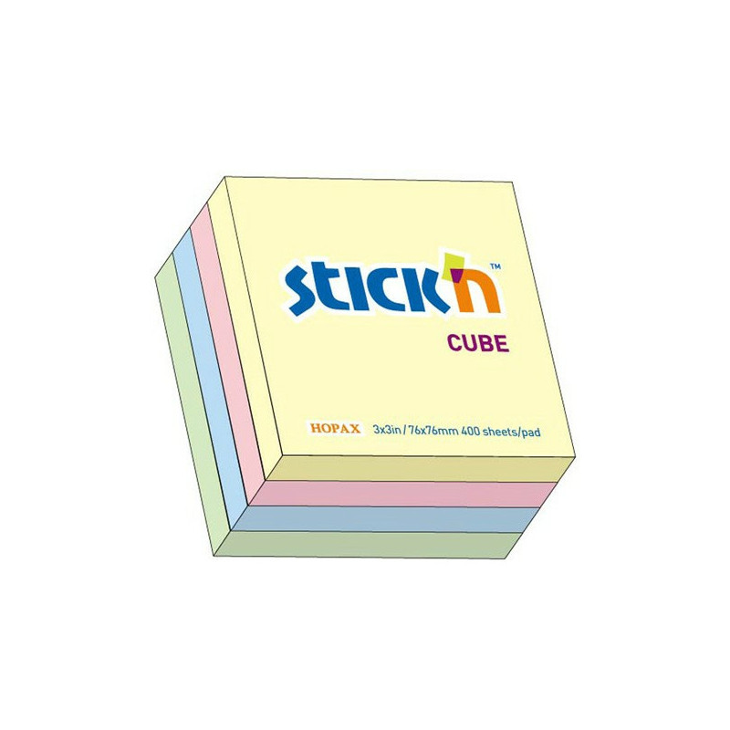 KARTECZKI STICK'N 76*76mm 4 KOLORY PASTEL (400)