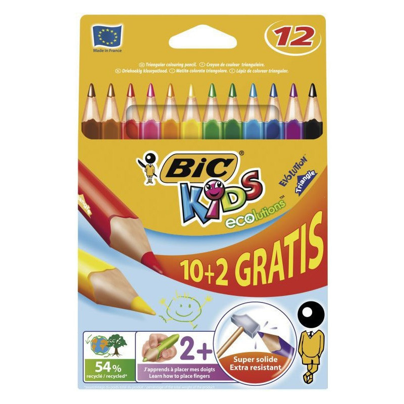 KREDKI BIC EVOLUTION TRIANGLE 12 KOLORÓW