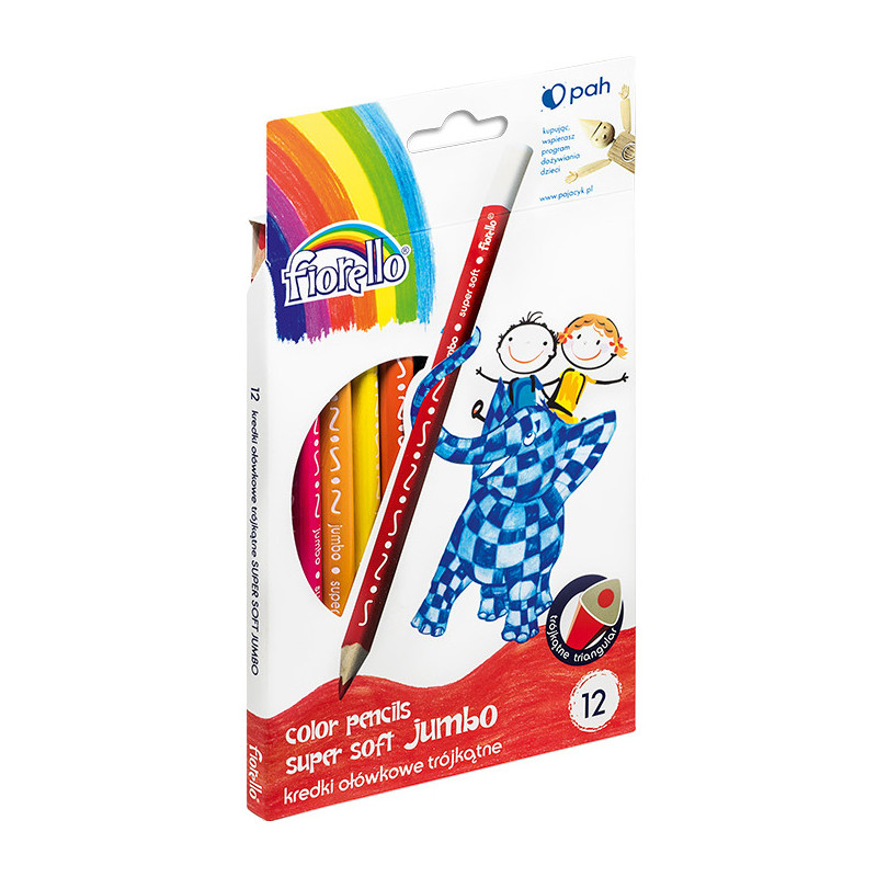 Kredki ołówkowe Fiorello Jumbo Super Soft 12 kolorów