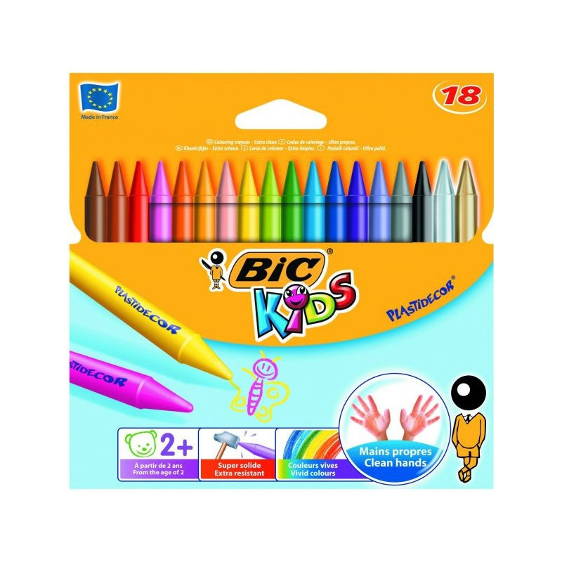 Kredki świecowe BiC Kids Plastidecor 18 kolorów