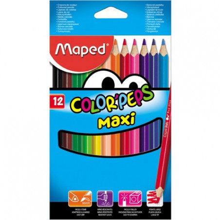 KREDKI TRÓJKĄTNE MAPED MAXI 12 KOLORÓW