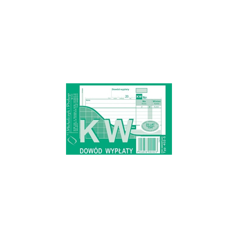 KW - DOWÓD WYPŁATY A6 (WIELOKOPIA)
