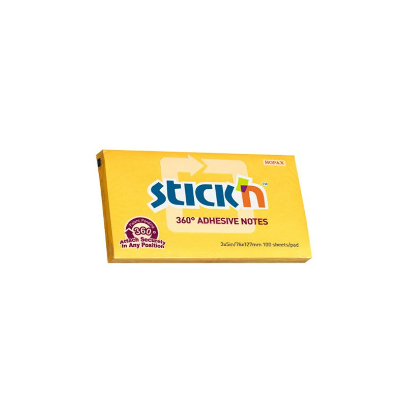 KARTECZKI STICK'N 76*127mm ŻÓŁTE (100)