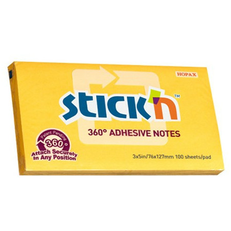 KARTECZKI STICK'N 76*127mm ŻÓŁTE (100)