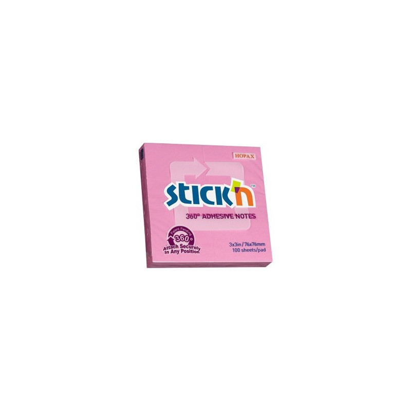 KARTECZKI STICK'N 76*76mm RÓŻOWE (100)