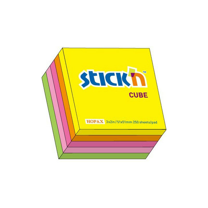 KARTECZKI STICK'N 51*51mm 5 KOLORÓW NEON (250)
