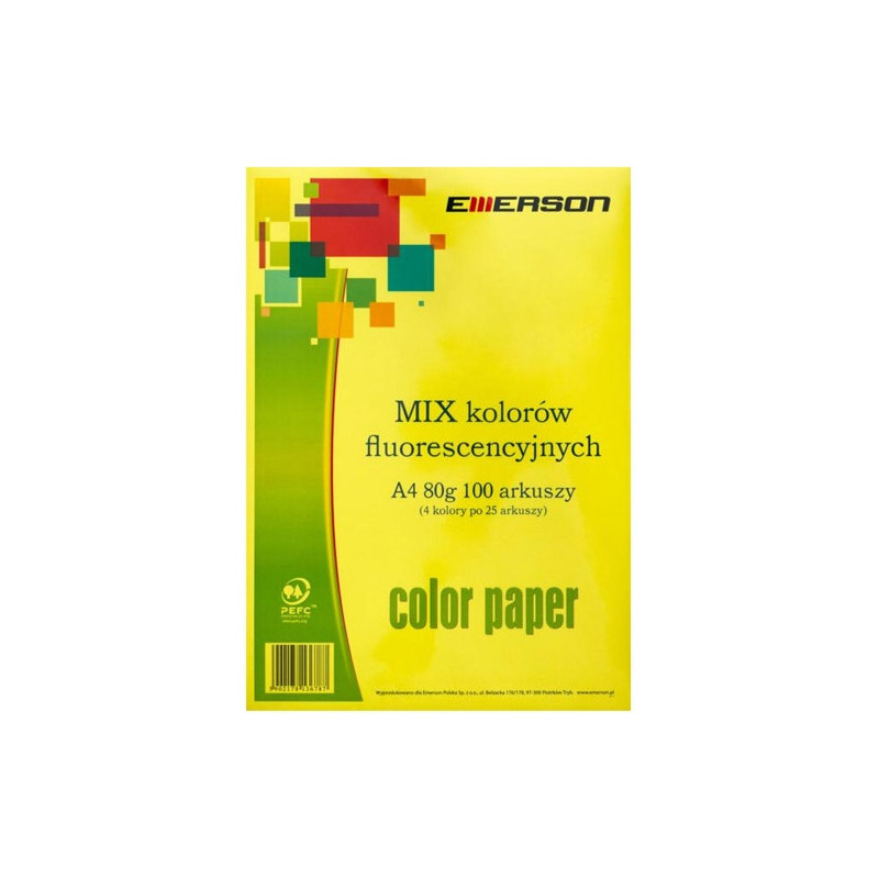 Papier Emerson A4/80g fluorescencyjny 4 kolory (4x25)