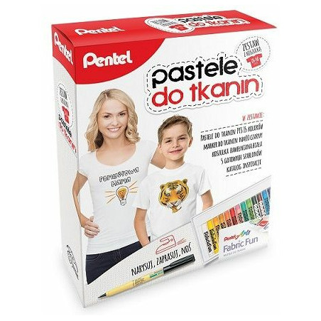 PASTELE DO TKANIN PENTEL 15 KOLORÓW + KOSZULKA