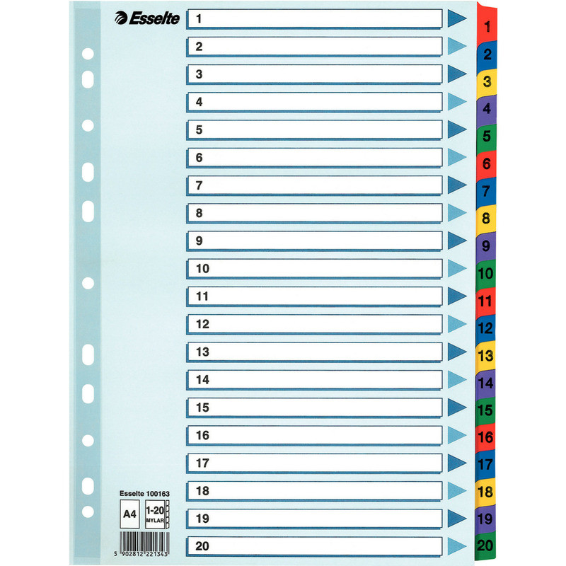PRZEKŁADKI MYLAR ESSELTE A4 1-20