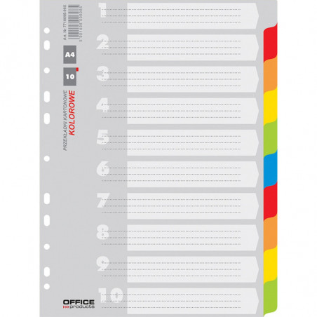 Przekładki kartonowe Office Products A4 10 kolorów
