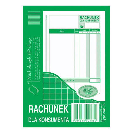 RACHUNEK DLA KONSUMENTA A6 (WIELOKOPIA)
