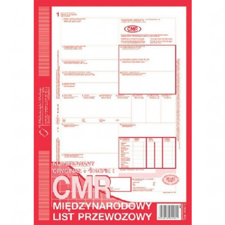 CMR MIĘDZYNARODOWY LIST PRZEWOZOWY A4 (O+4K)