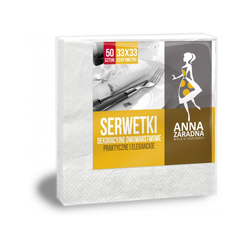 SERWETKI 33x33cm 2 WARSTWOWE BIAŁE (50)