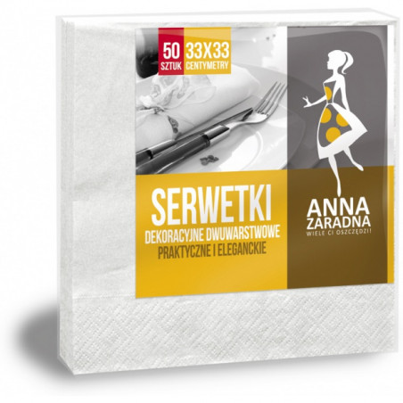 SERWETKI 33x33cm 2 WARSTWOWE BIAŁE (50)