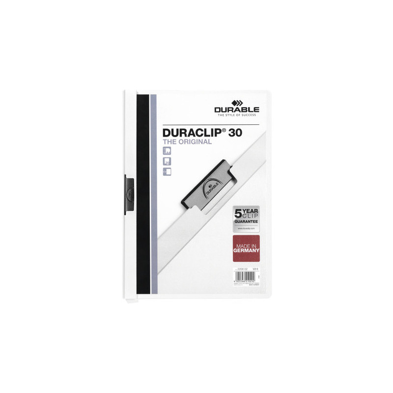 SKOROSZYT Z KLIPSEM DURABLE DURACLIP 30 BIAŁY
