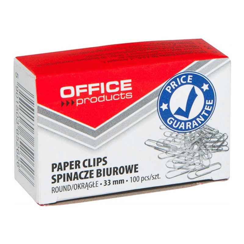 Spinacze biurowe Office Products 33mm okrągłe (100)