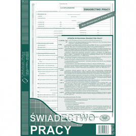 ŚWIADECTWO PRACY A4 (O+1K)