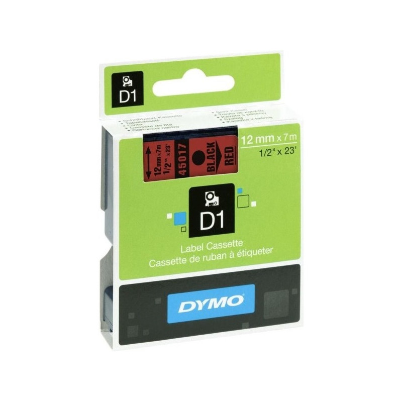 TAŚMA DYMO D1 12mm*7m CZERWONA (CZARNY TEKST)