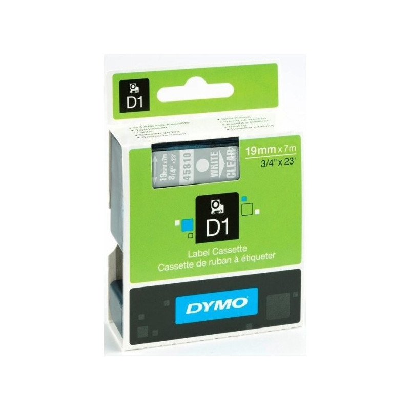 TAŚMA DYMO D1 19mm*7m PRZEZROCZYSTA (BIAŁY TEKST)