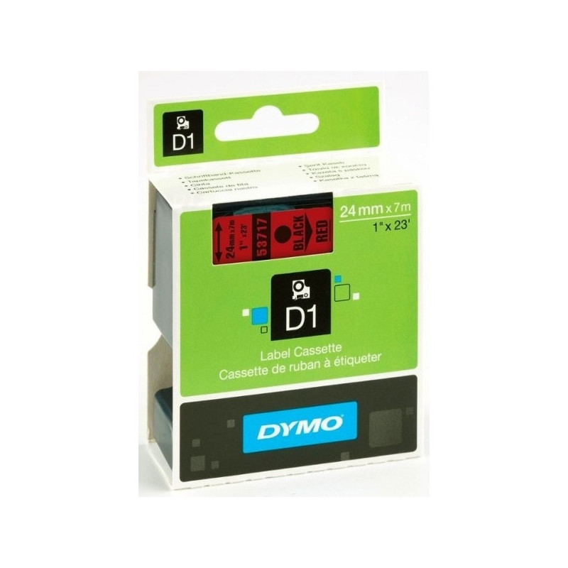 TAŚMA DYMO D1 24mm*7m CZERWONA (CZARNY TEKST)