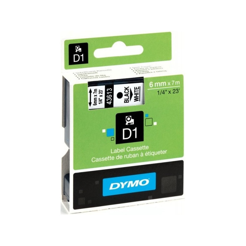 TAŚMA DYMO D1 6mm*7m BIAŁA (CZARNY TEKST)