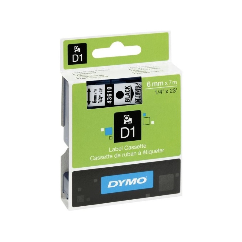 TAŚMA DYMO D1 6mm*7m PRZEZROCZYSTA (CZARNY TEKST)