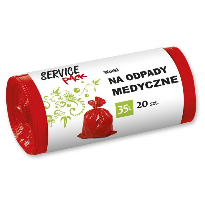 WORKI NA ODPADY MEDYCZNE 35L LDPE CZERWONE (20)